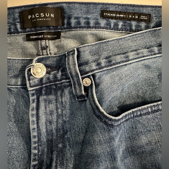 Pacsun Jeans Men’s 31X32 Blue Stacked Skinny Comfort Stretch Denim Medium Wash - Picture 5 of 13